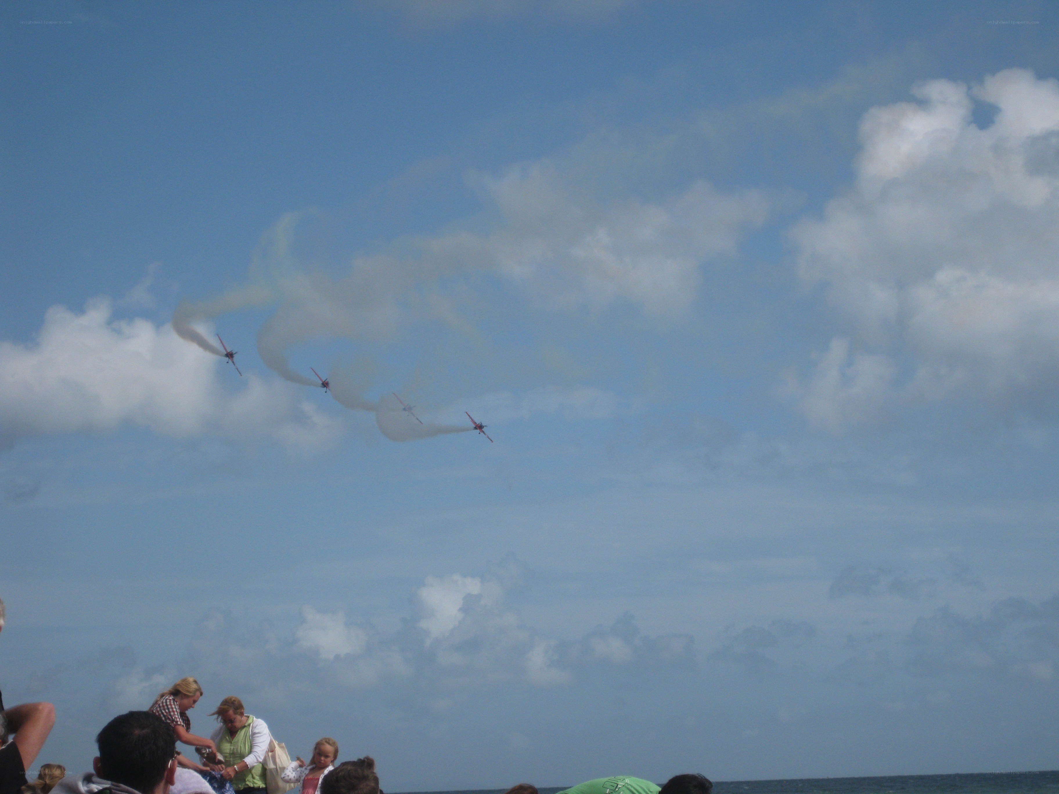 Air show with smoke trails