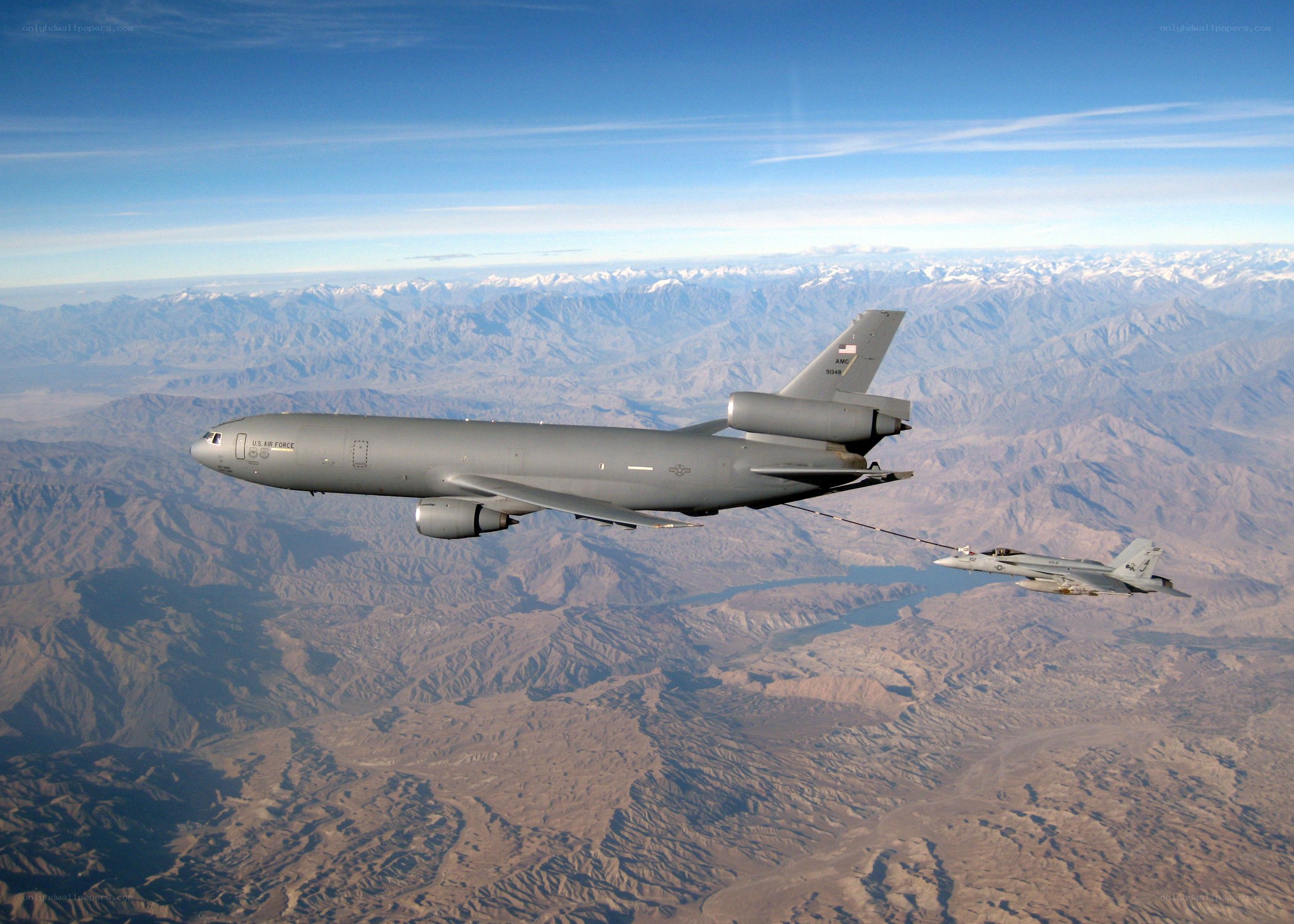 Air-to-air refueling in progress
