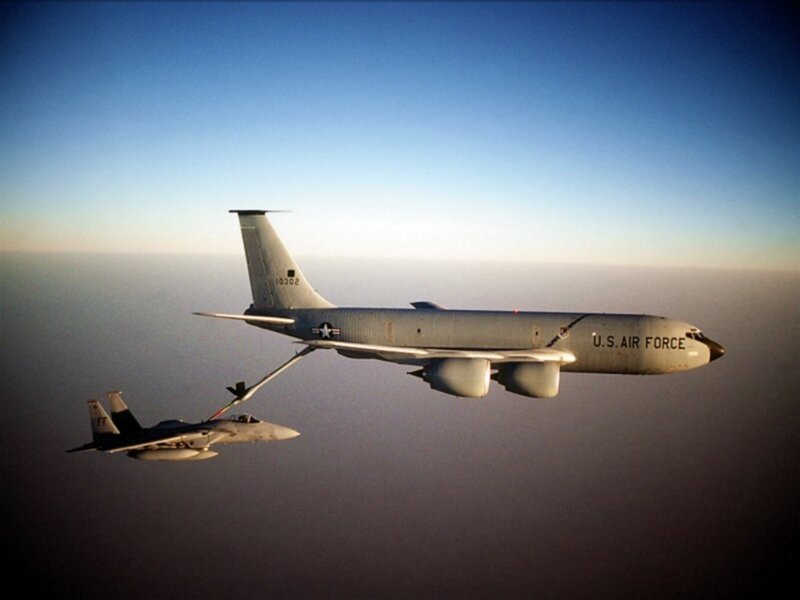Air-to-air refueling in progress