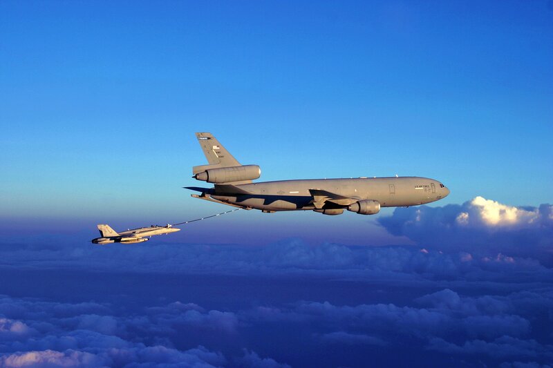 Air-to-air refueling in progress