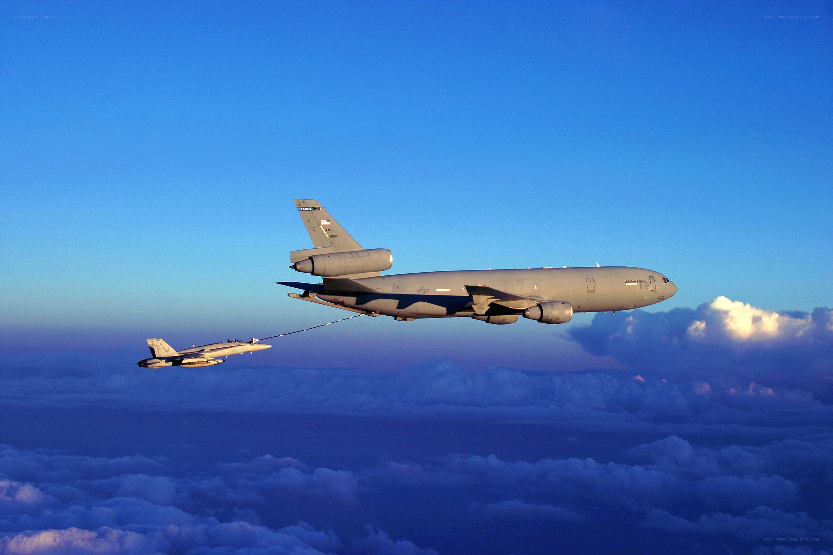 Air-to-air refueling in progress