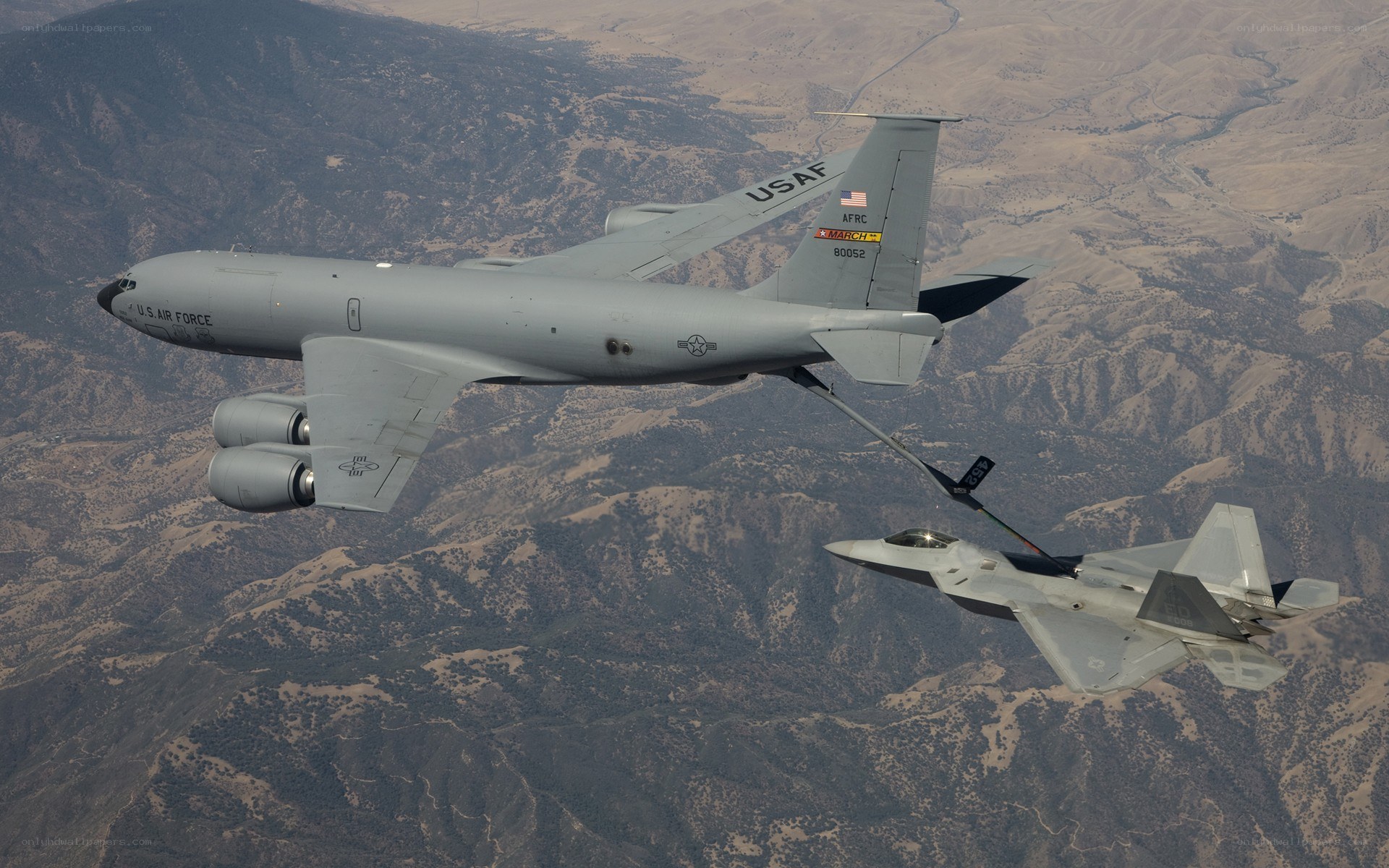 Air-to-air refueling in progress