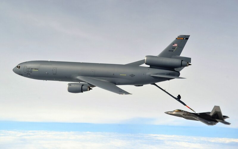 Air-to-air refueling in progress