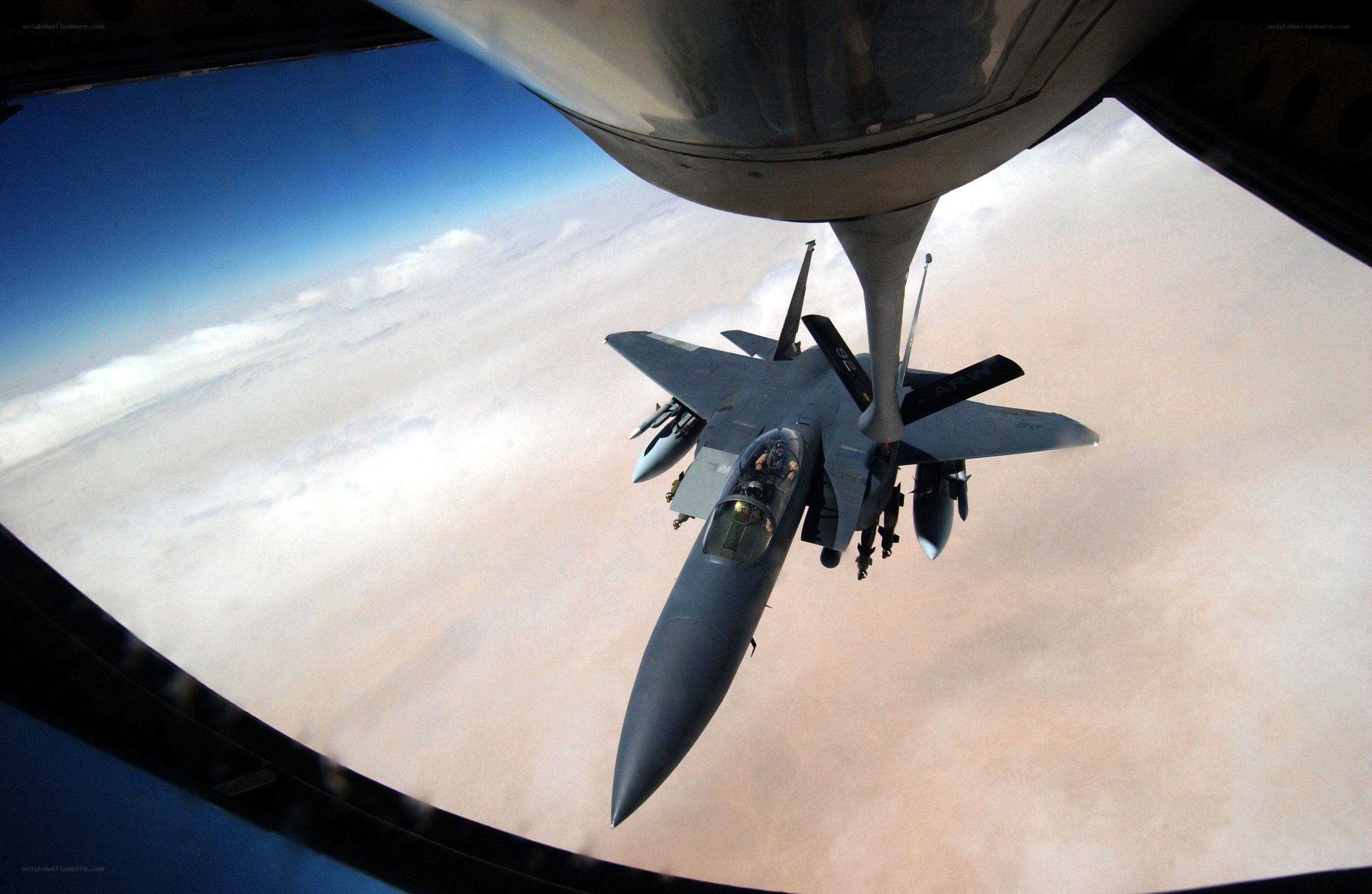 Air-to-air refueling in progress