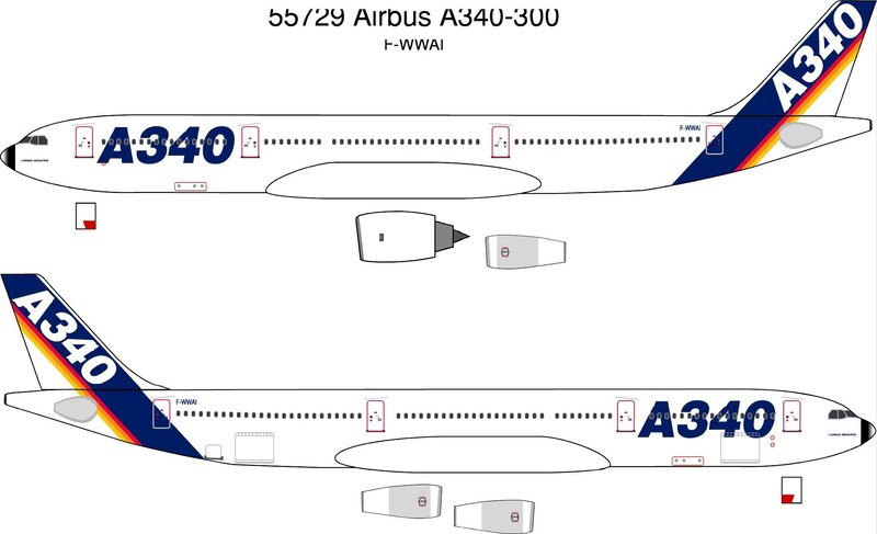 Airbus A340-300 livery diagram