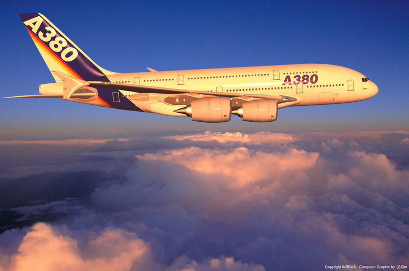 Airbus A380 Airplane — Blue, Serene, Sunset