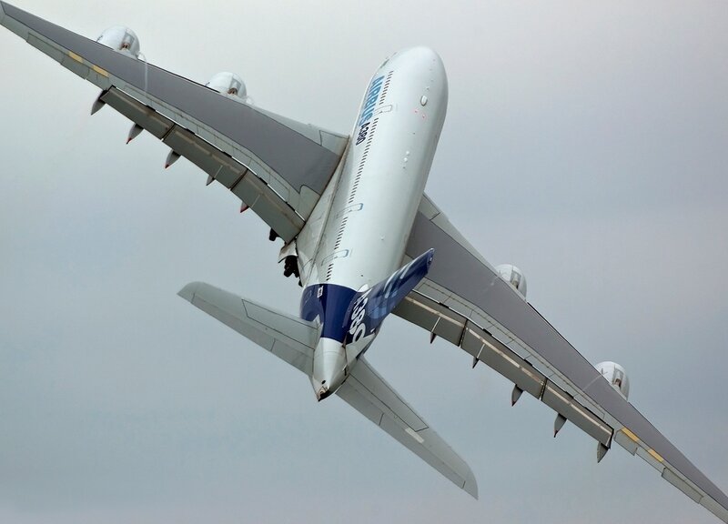 Airbus A380 Airplane — White, Dramatic