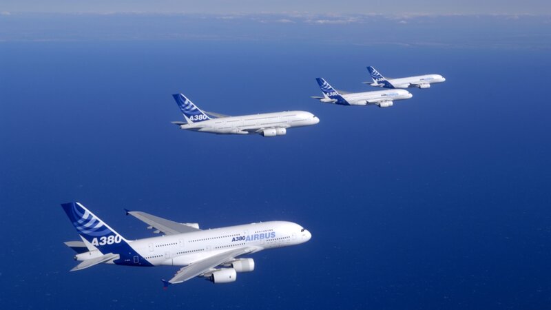 Airbus A380 fleet in formation