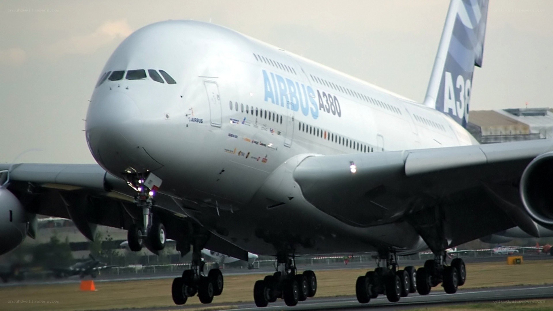 Airbus A380 on runway