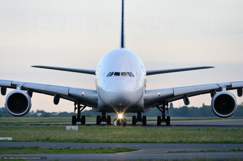 Airbus A380 on the runway