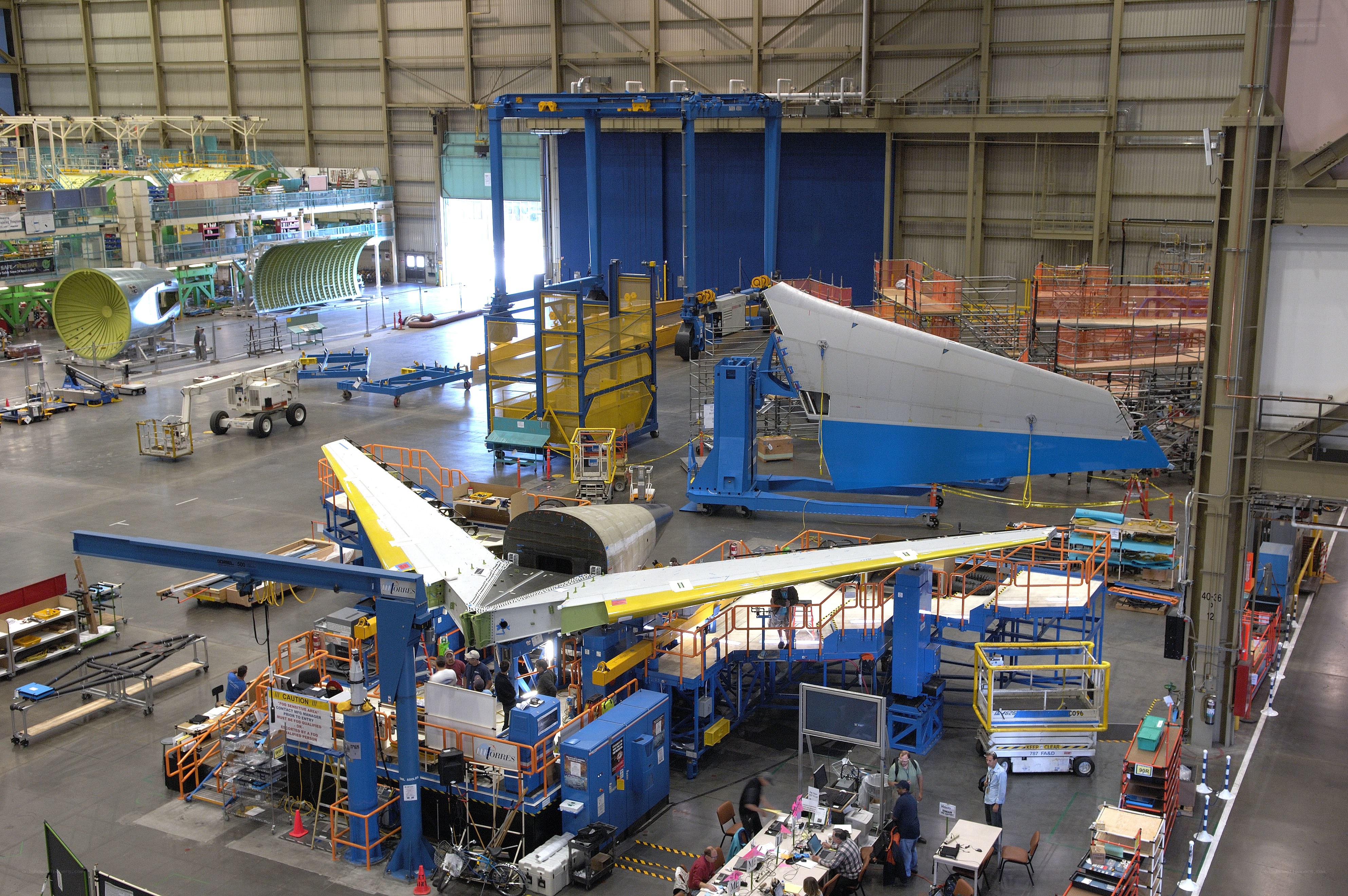 Aircraft assembly in a factory