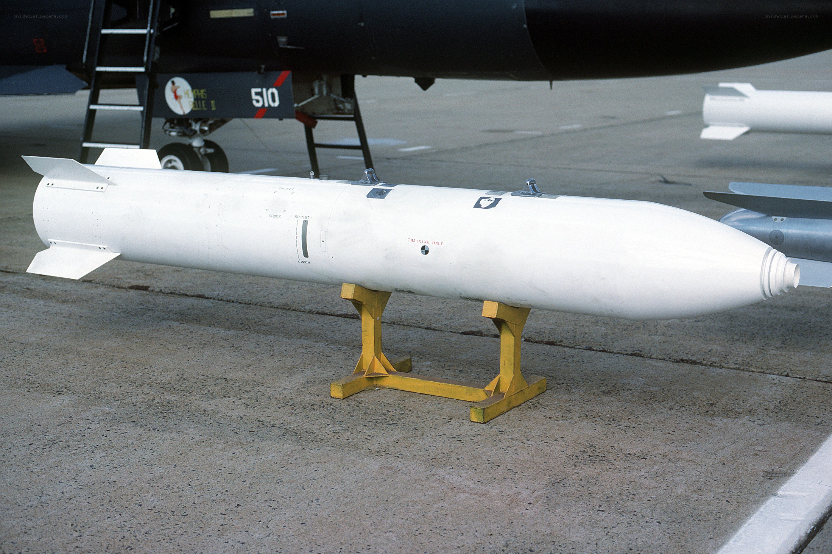aircraft bomb on display
