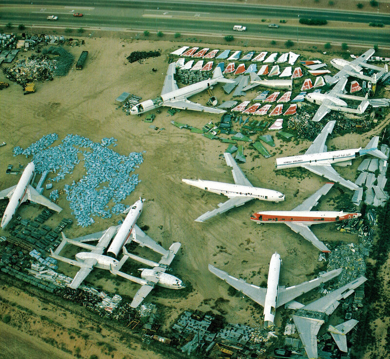 Aircraft boneyard in desert