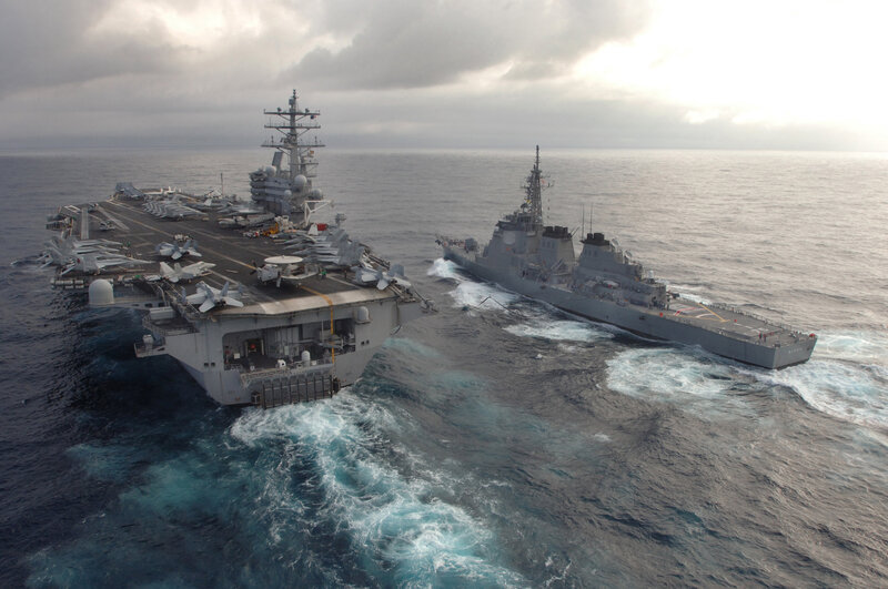 Aircraft Carrier and Destroyer — Gray