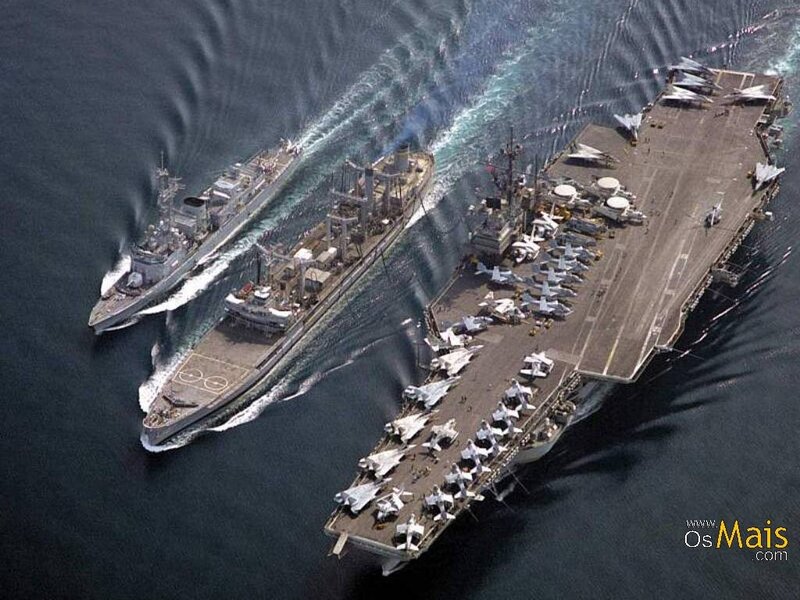 Aircraft carrier and escort ships