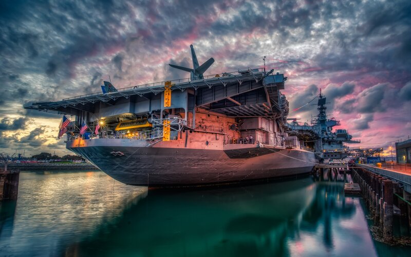Aircraft Carrier at Dock — Blue