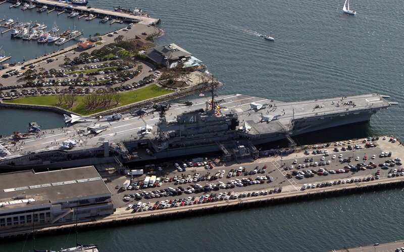 Aircraft Carrier at Dock — Gray