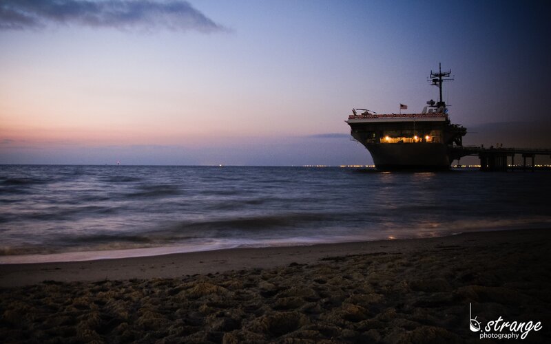 Aircraft Carrier at Dusk — Blue