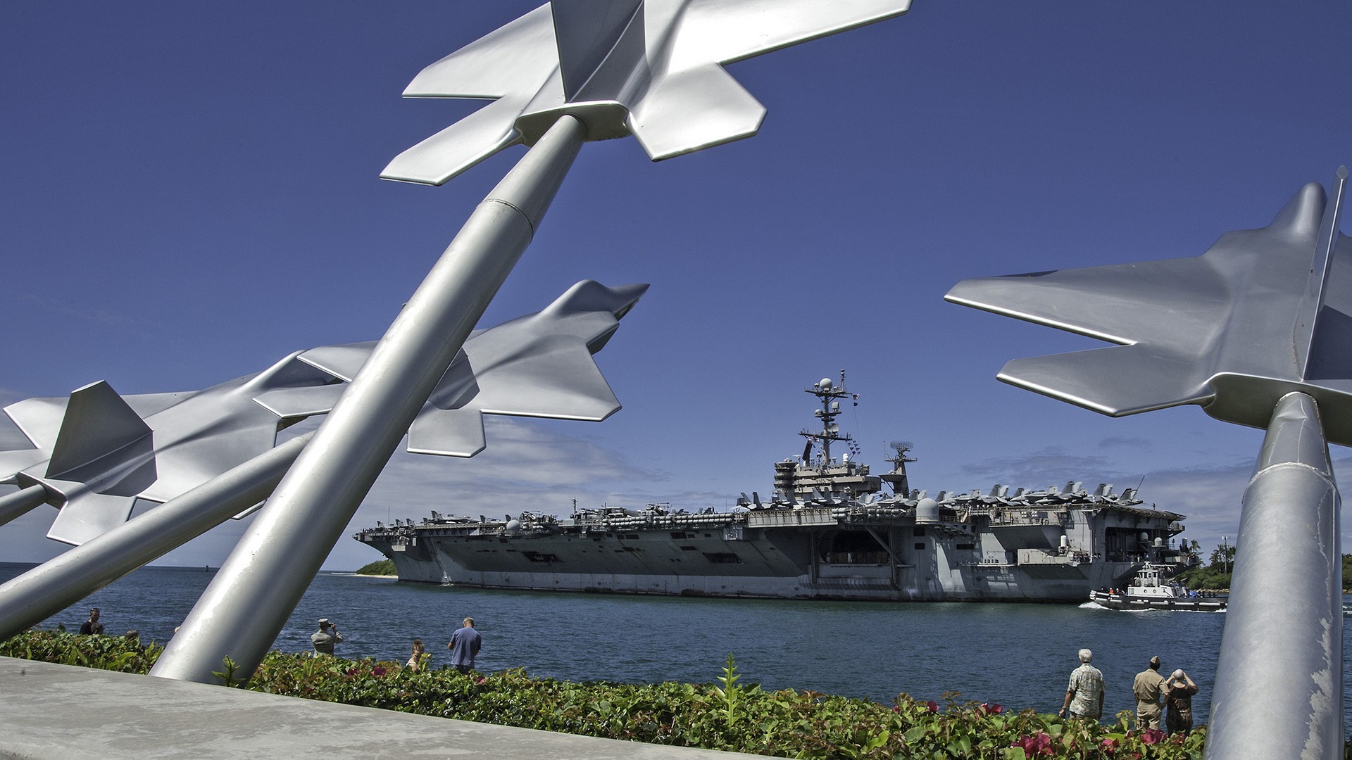Aircraft carrier at naval base
