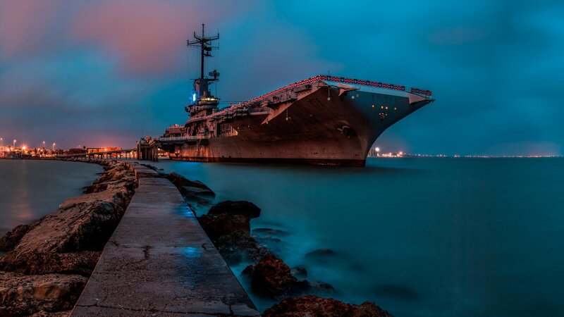 Aircraft Carrier at Night
