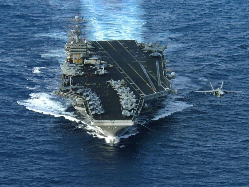 Aircraft carrier at sea