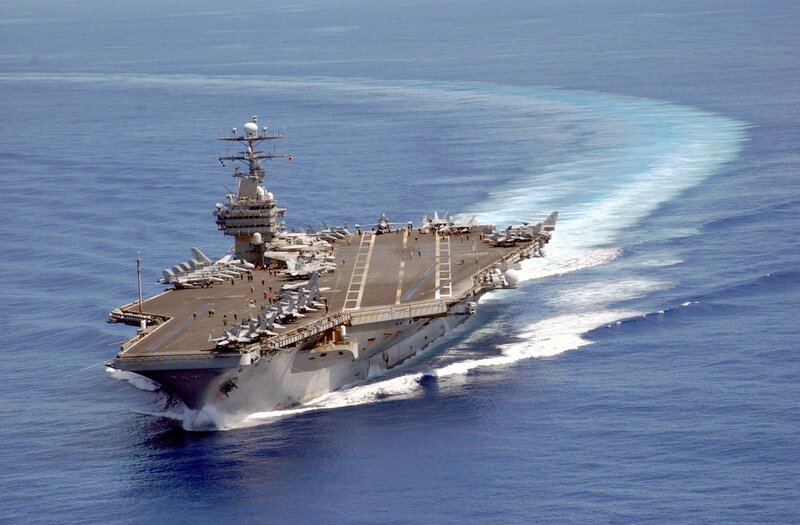 Aircraft carrier at sea