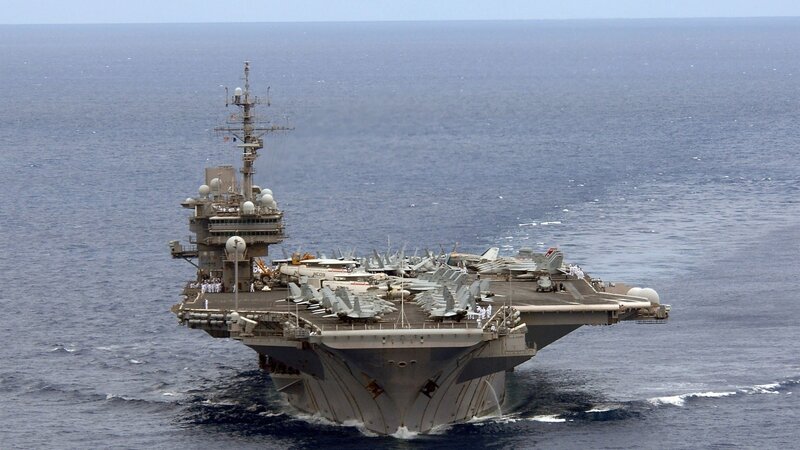 Aircraft carrier at sea