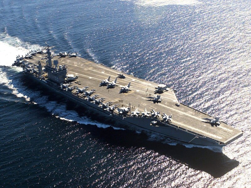 Aircraft carrier at sea