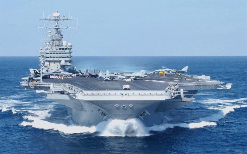 Aircraft carrier at sea