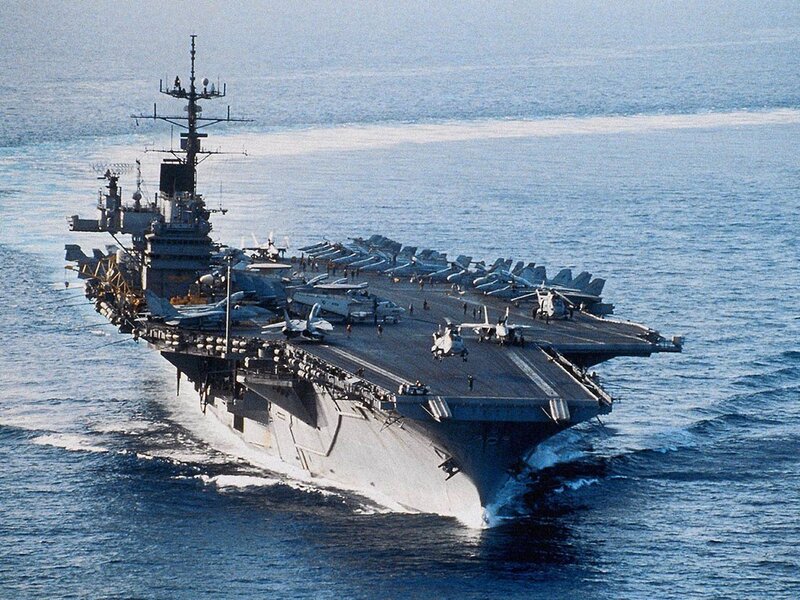 Aircraft carrier at sea