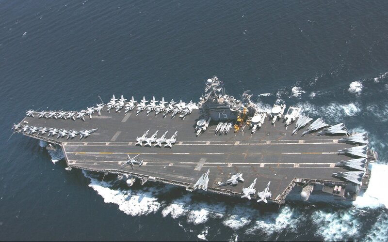 Aircraft carrier at sea