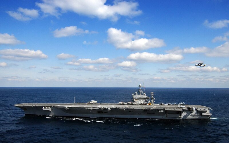 Aircraft carrier at sea