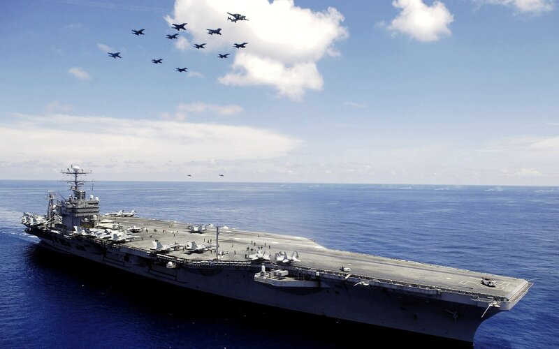Aircraft carrier at sea