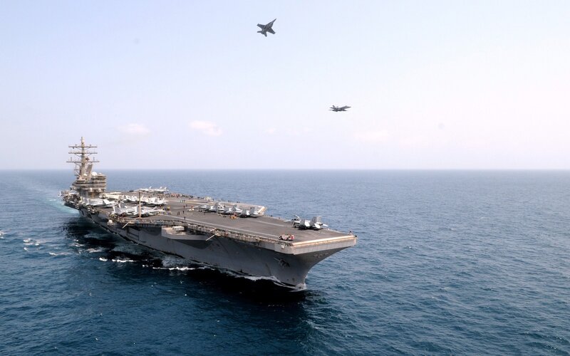 Aircraft carrier at sea
