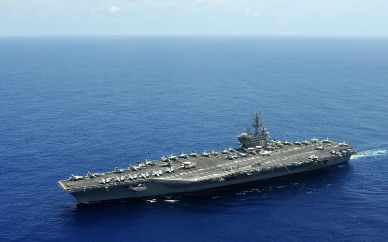 Aircraft carrier at sea