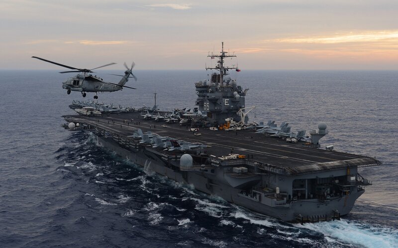 Aircraft carrier at sea