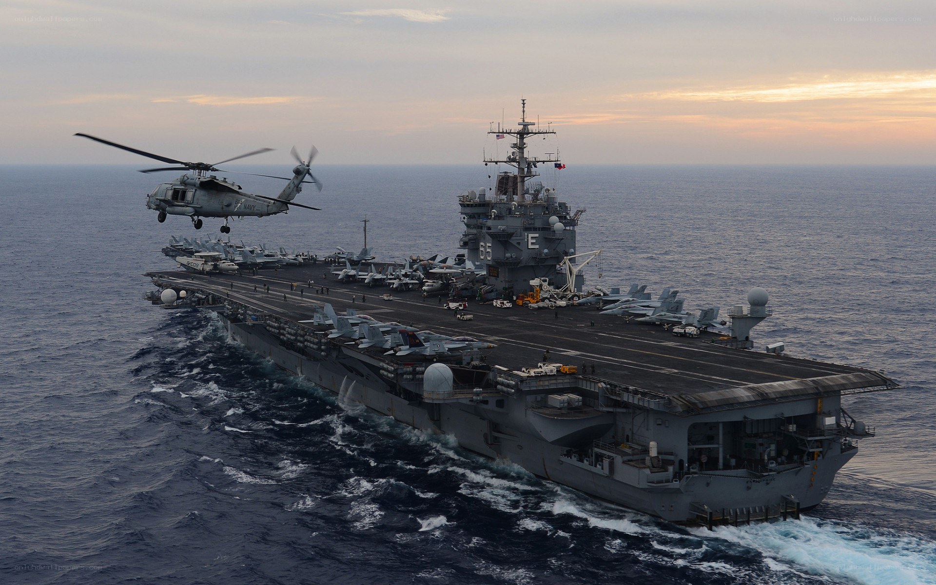 Aircraft carrier at sea