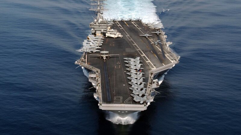 Aircraft carrier at sea