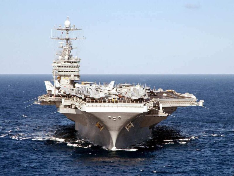 Aircraft carrier at sea