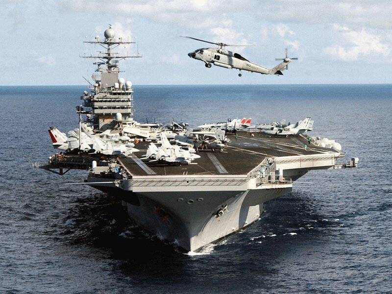 Aircraft carrier at sea