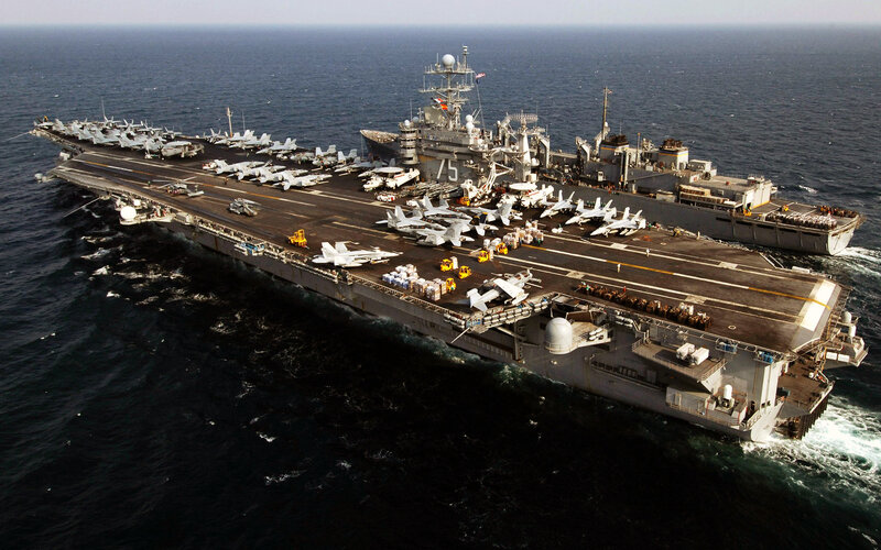 Aircraft carrier at sea