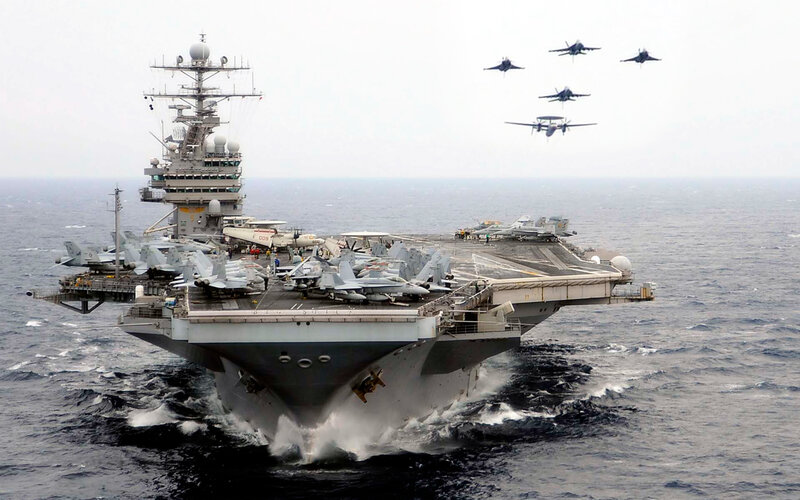 Aircraft carrier at sea