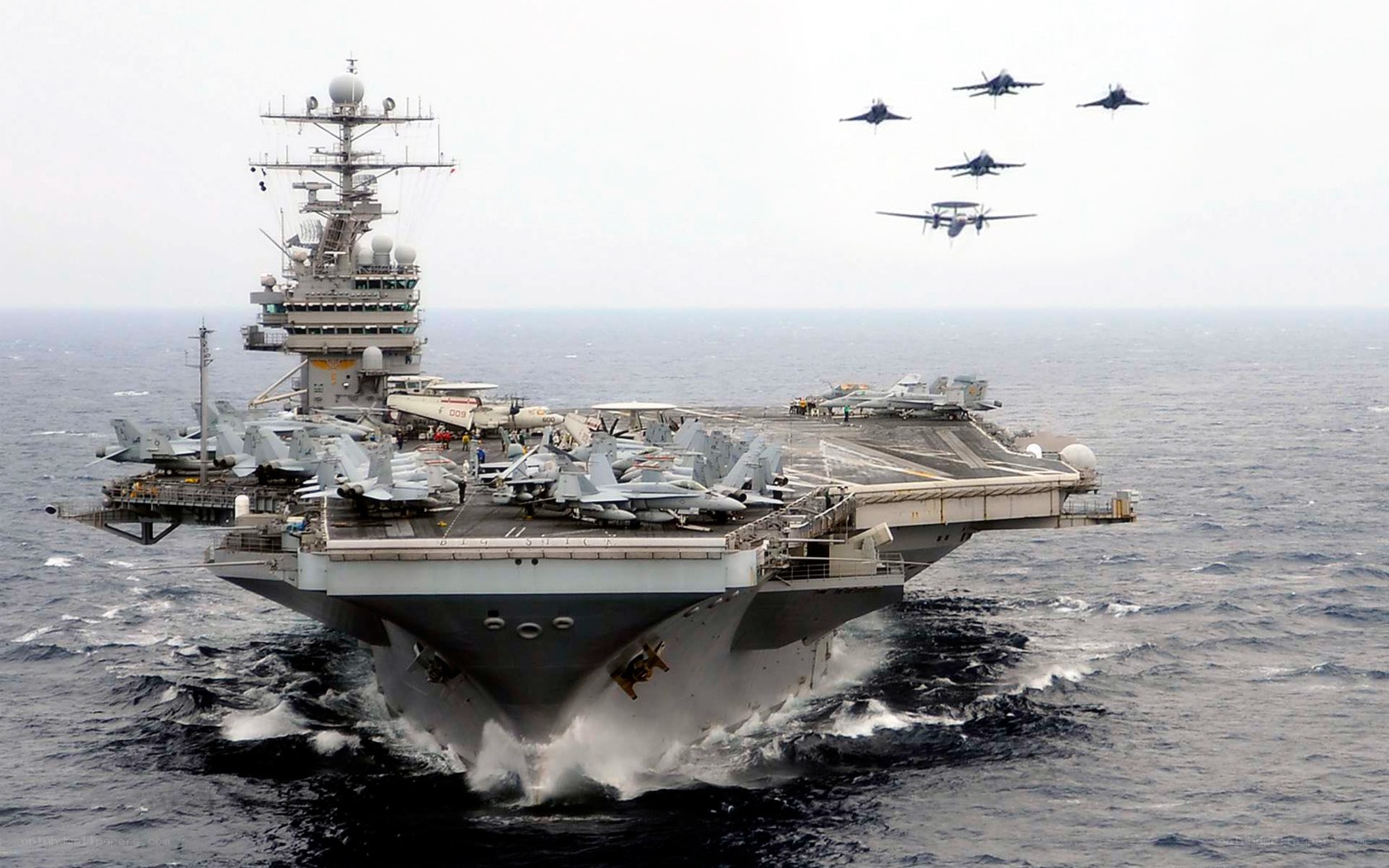 Aircraft carrier at sea