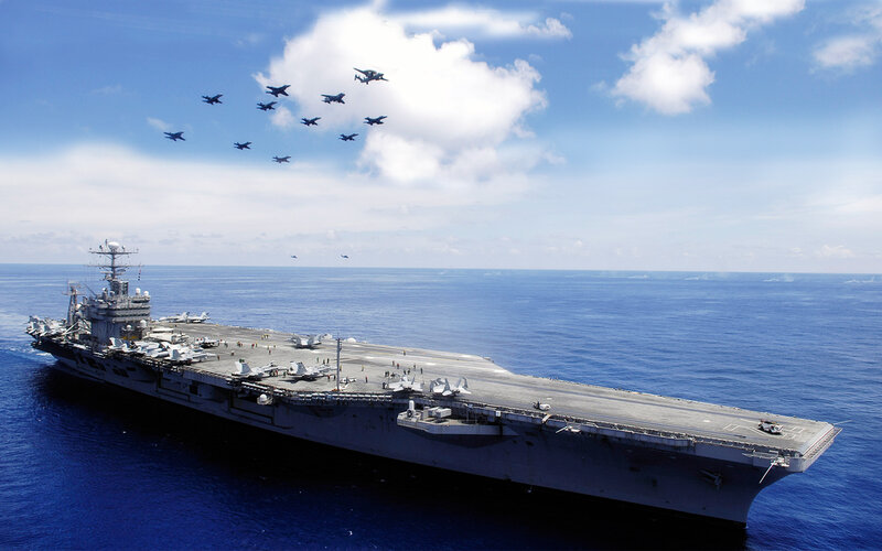 Aircraft carrier at sea