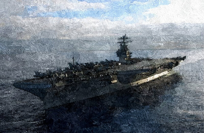 Aircraft carrier at sea
