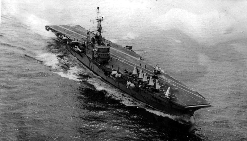 Aircraft Carrier at Sea — Black, Dramatic, Photograph