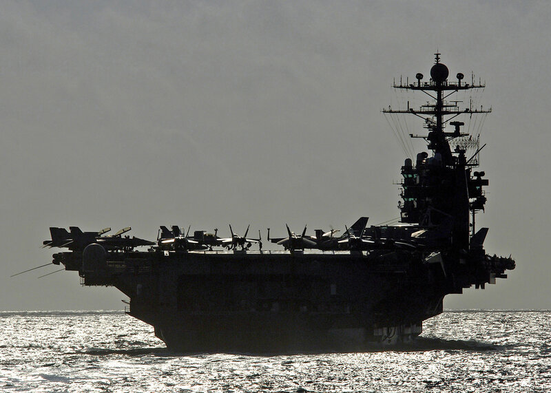 Aircraft Carrier at Sea — Black, Dramatic