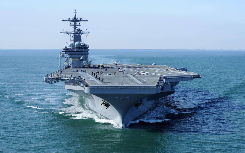 Aircraft Carrier at Sea — Blue, Calm