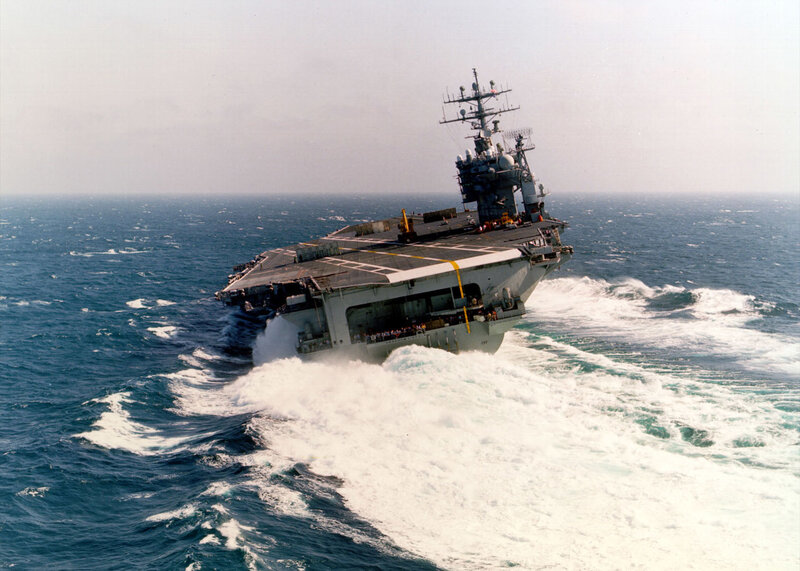 Aircraft Carrier at Sea — Blue, Dramatic, Afternoon, Photograph, Ocean
