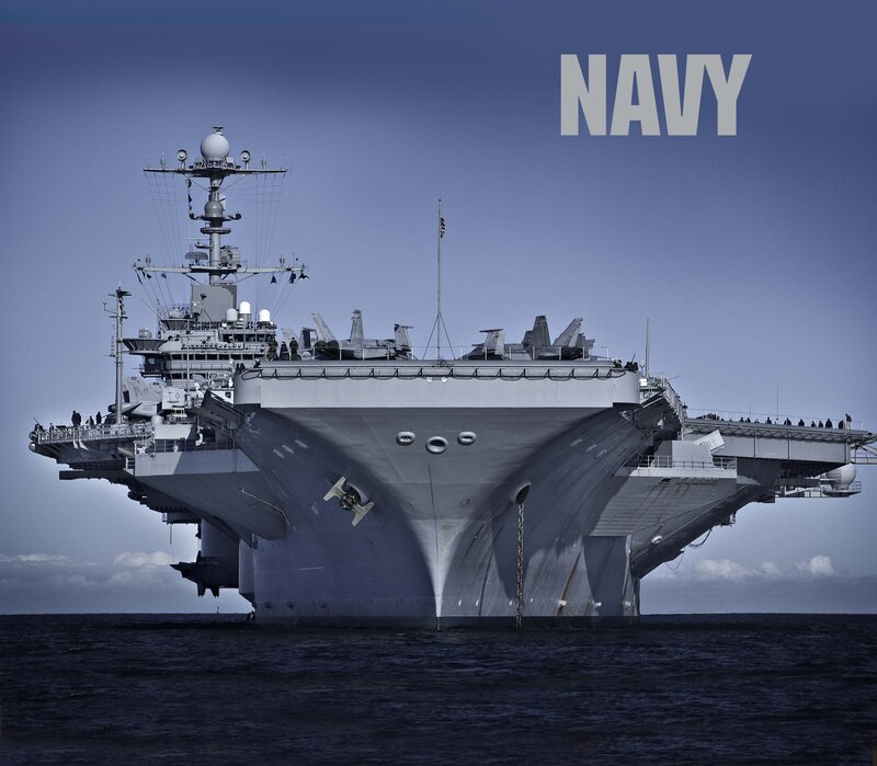 Aircraft Carrier at Sea — Blue, Dramatic, Afternoon, Photograph, Ships, Planes